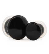 Black Obsidian Stone Plugs - Single Flare with Grooves