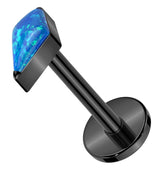 Black PVD Abyss Blue Opalite Titanium Threadless Labret