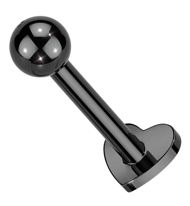 Black PVD Heart Ball End Internally Threaded Titanium Labret