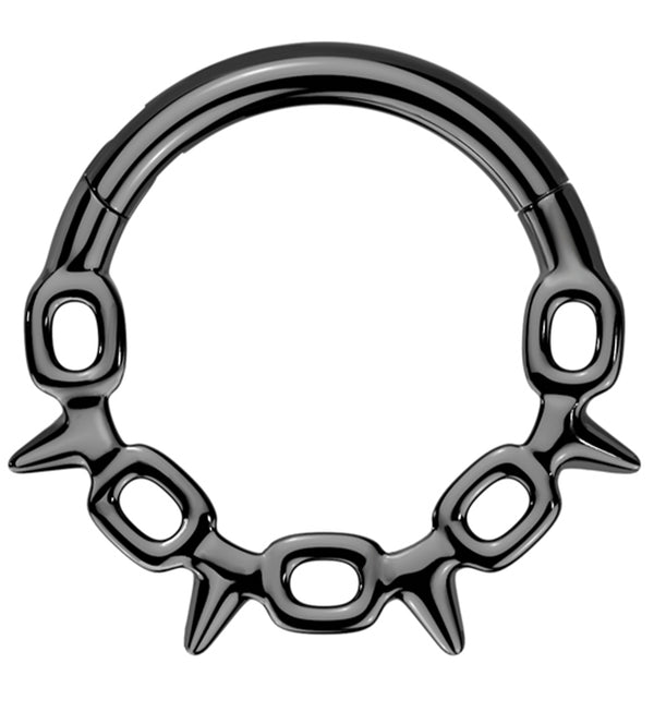 Black PVD Chain Link Spikes Stainless Steel Hinged Segment Ring