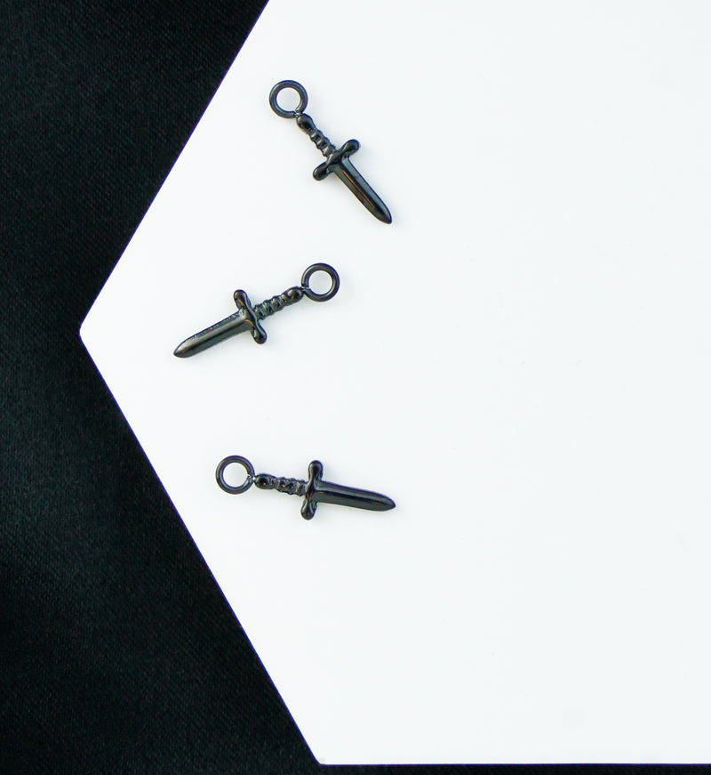 Black PVD Dagger Titanium Charm