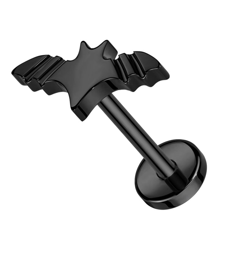 Black PVD Flying Bat Threadless Titanium Labret