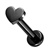 Black PVD Heart Internally Threaded Titanium Labret