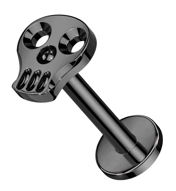 Black PVD Skull Face Internally Threaded Titanium Labret