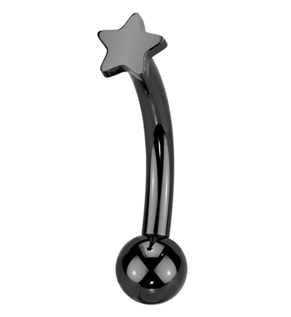 Black PVD Star Titanium Threadless Curved Eyebrow Barbell