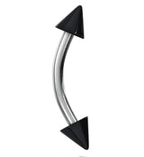 Double Spiked Color Steel Curved Barbell