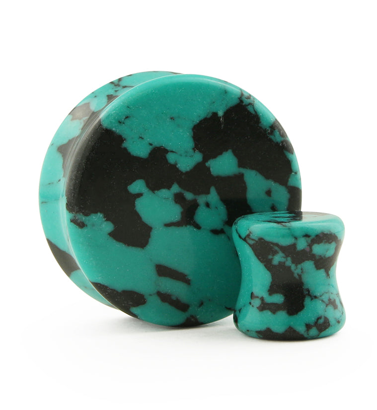 Black & Teal Howlite Stone Plugs