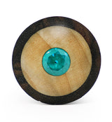 Sono - Crocodile Wood Plugs With Aqua CZ Gem Inlay