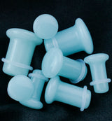 Blue Glow in the Dark Glass Plugs - Single Flare