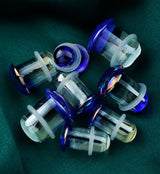 Blue Oil Splash Single Flare Glass Plugs