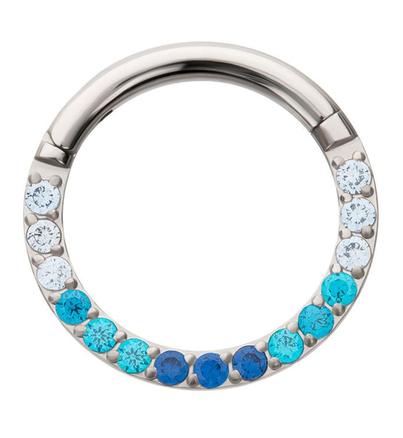 Blue Ombre CZ Titanium Hinged Segment Ring