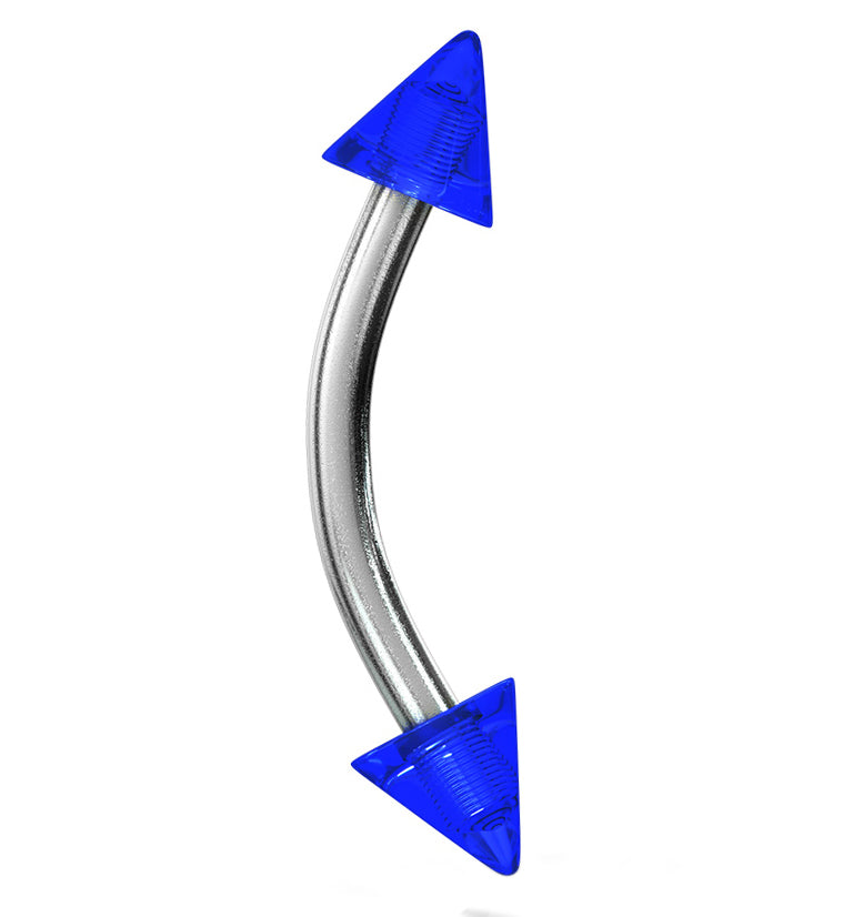 Double Spiked Color Steel Curved Barbell