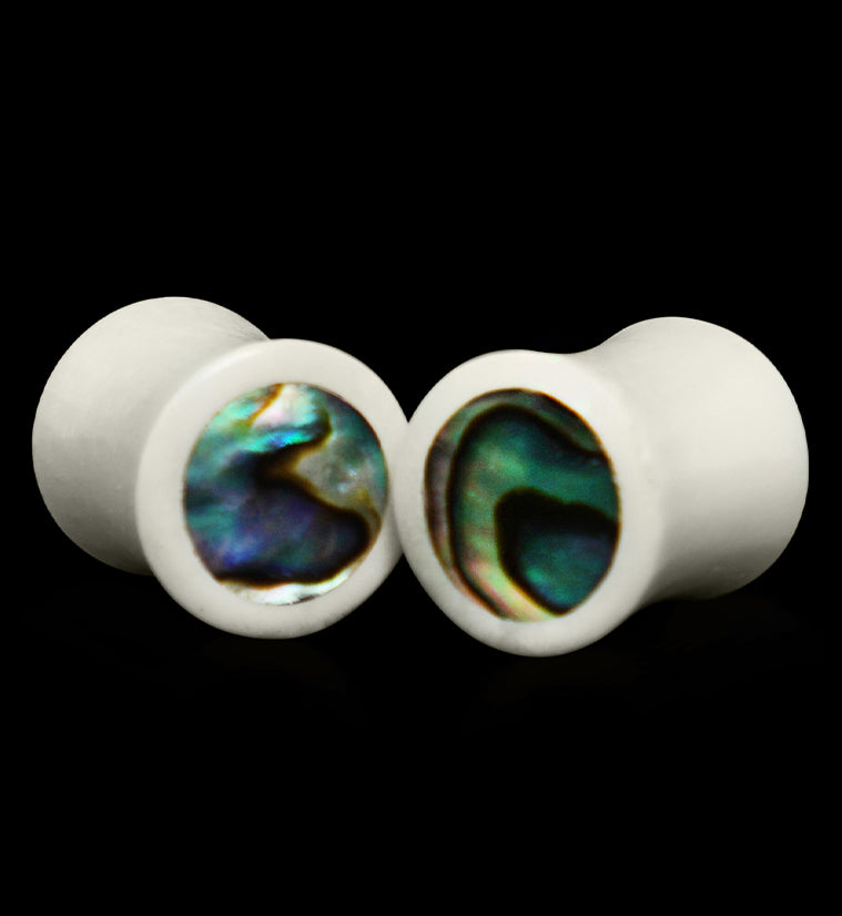 Bone Plugs with Abalone Shell Inlay