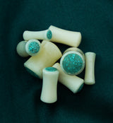 Bone Plugs with Crushed Turquoise Howlite Stone Inlay