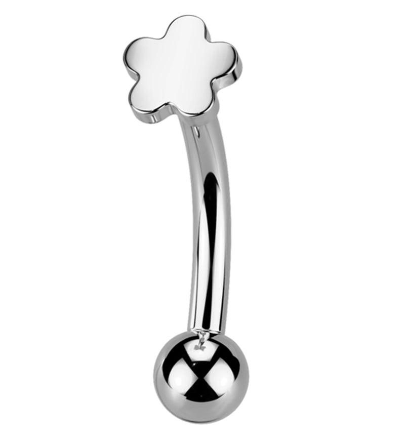 Bubble Flower Threadless Titanium Curved Barbell