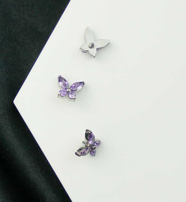 Butterfly Amethyst CZ Internally Threaded Titanium Top