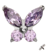 Butterfly Amethyst CZ Internally Threaded Titanium Top