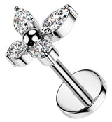 Butterfly Bead Clear CZ Titanium Threadless Labret