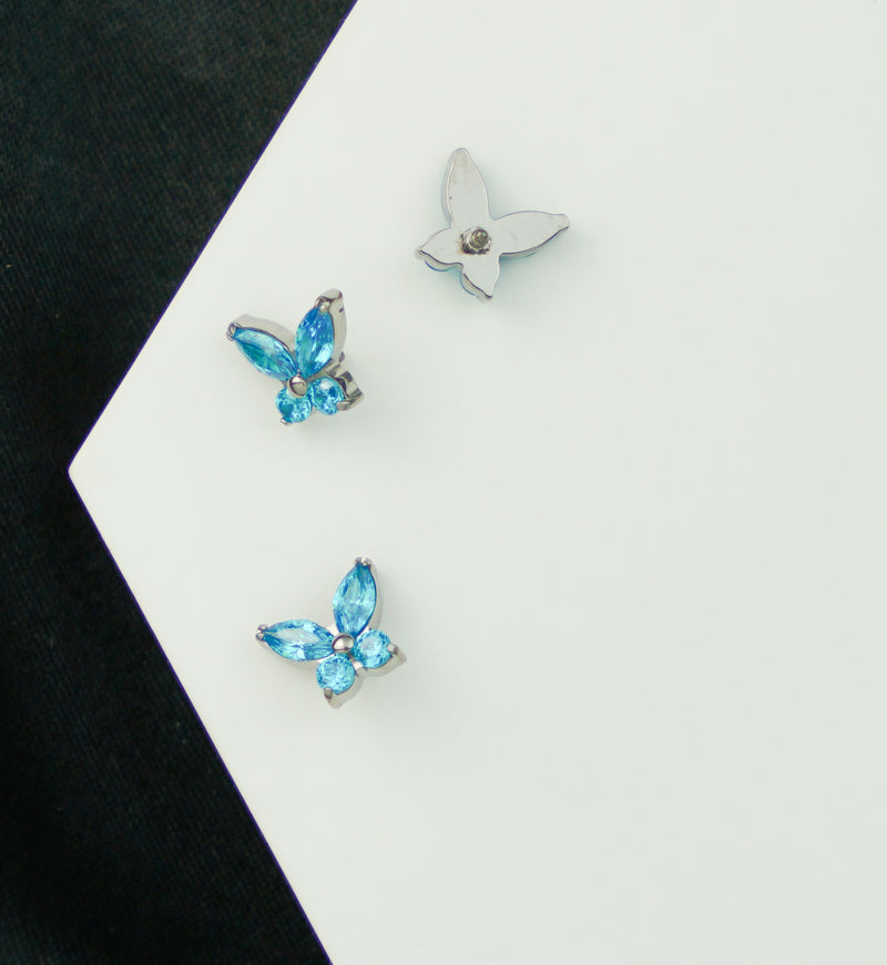 Butterfly Blue Topaz CZ Internally Threaded Titanium Top