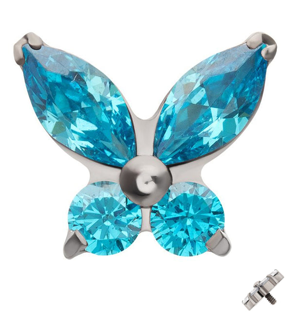 Butterfly Blue Topaz CZ Internally Threaded Titanium Top