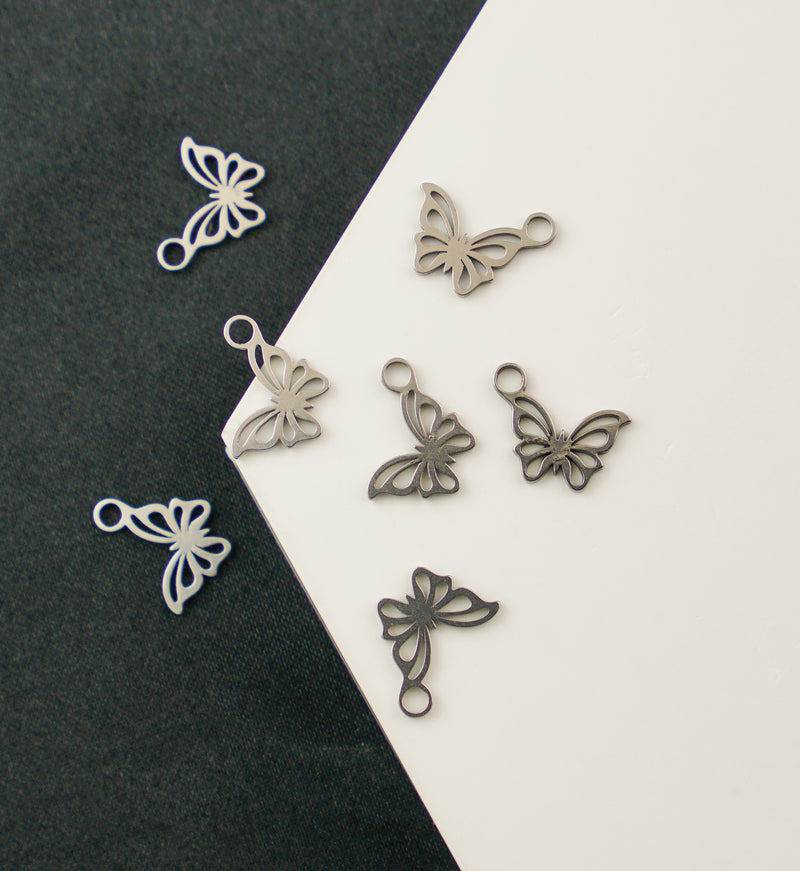 Butterfly Outline Stainless Steel Charm