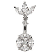 Caldera Sepal Clear CZ Stainless Steel Belly Button Ring