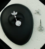 Caldera Sepal Clear CZ Stainless Steel Belly Button Ring