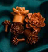 Carved Camellia Flower Wood Plugs