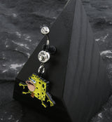 Caveman SpongeBob Clear CZ Stainless Steel Belly Button Ring