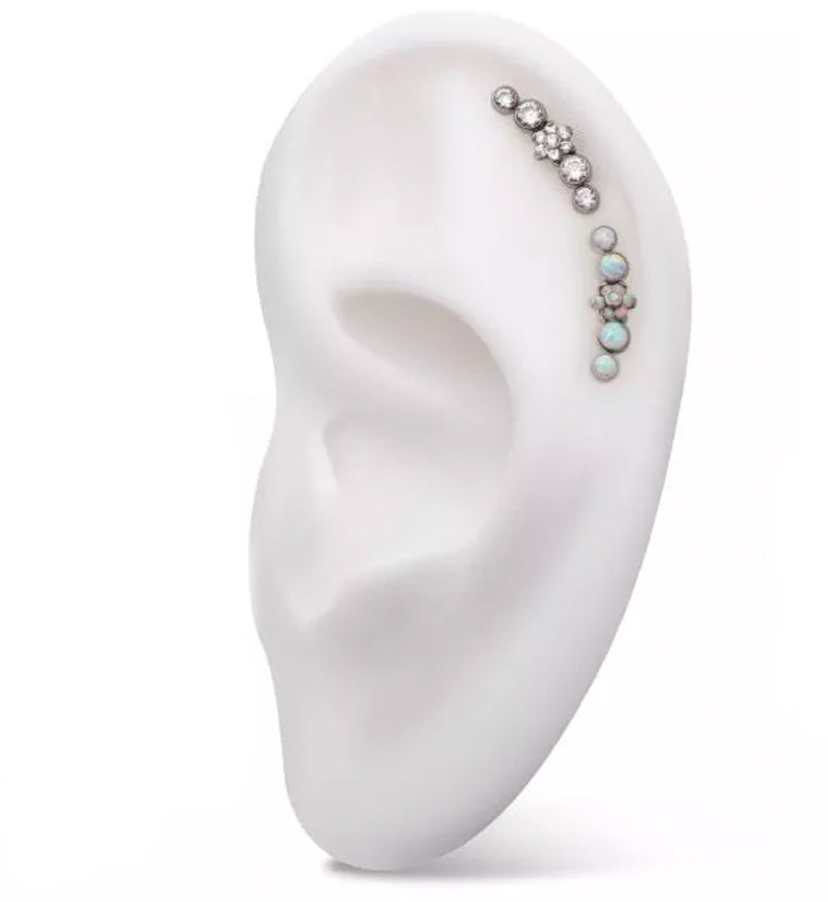 Centered Flower Arch White Opalite Titanium Internally Threaded Top