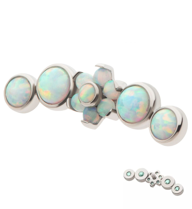 Centered Flower Arch White Opalite Titanium Internally Threaded Top