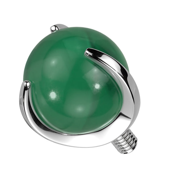 Claw Jade Green Stone Titanium Internally Threaded Top