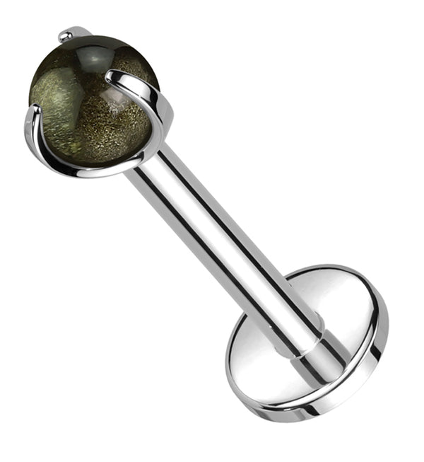 Claw Obsidian Stone Internally Threaded Titanium Labret