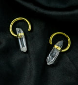 Clear Crystal Hoop Brass Ear Weights