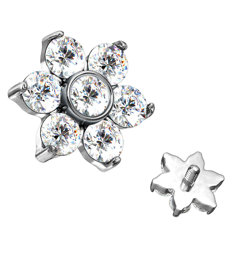 Clear CZ Floret Titanium Internally Threaded Top