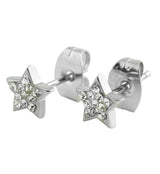 Star Clear CZ Stainless Steel Stud Earrings