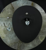 Heart Clear CZ Stainless Steel Belly Button Ring