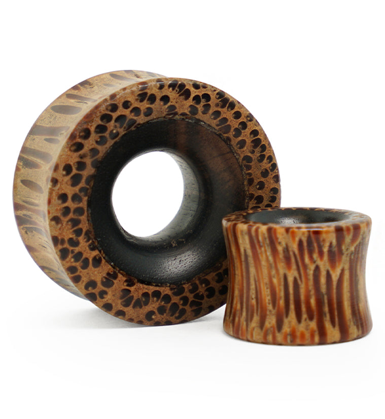 Concave Coconut Wood Tunnels With Areng Wood Inlay