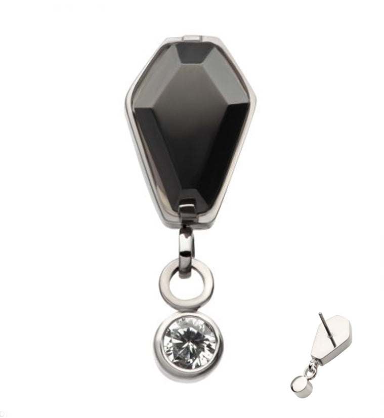 Coffin Black CZ Dangle Clear CZ Threadless Top