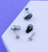 Coffin Black CZ Stainless Steel Internally Threaded Labret