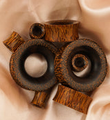 Concave Coconut Wood Tunnels With Areng Wood Inlay