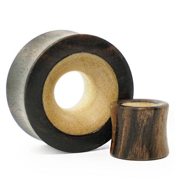 Concave Areng Wood Tunnels With Crocodile Wood Inlay