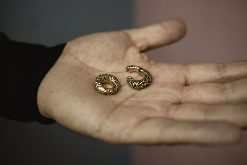 Coral Sponge Brass Hinged Ear Weights