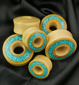 Crocodile Wooden Tunnels with Crushed Turquoise Stone Inlay