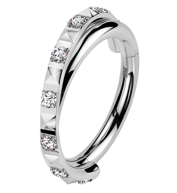 Crossover Polyhedra Clear CZ Titanium Hinged Segment Ring