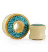 Crocodile Wooden Tunnels with Crushed Turquoise Stone Inlay