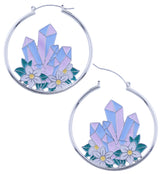 Crystal Daisy Stainless Steel Plug Hoops