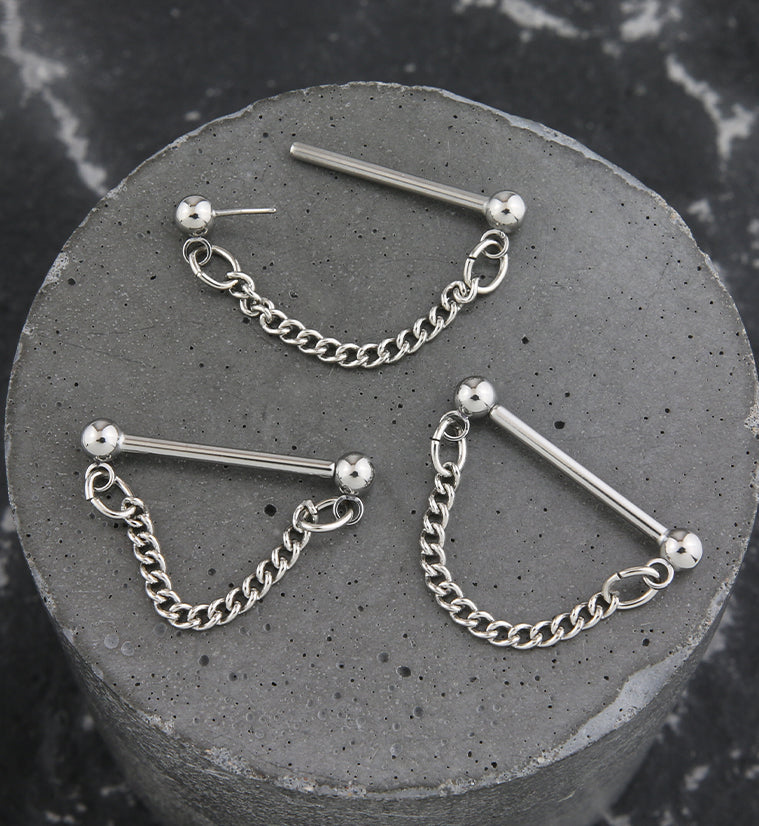 Curb Chain Threadless Titanium Bridge Bar | UrbanBodyJewelry.com