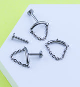 Curved Bar Dangle Chain Titanium Internally Threaded Labret