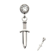 Dangle Dagger Clear CZ Internally Threaded Top